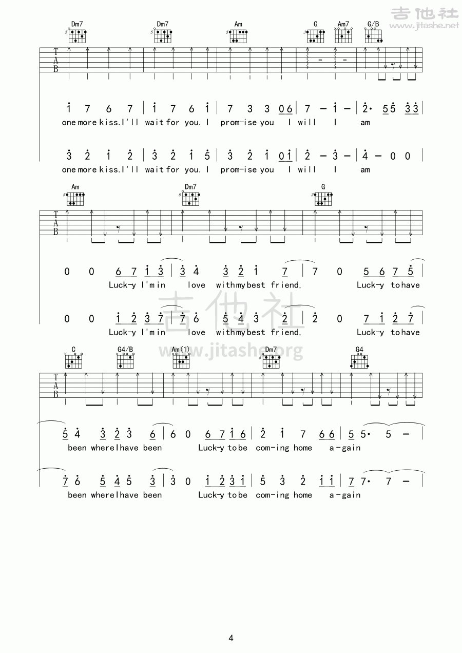 lucky吉他谱指弹,lucky吉他谱纯音乐 lucky吉他谱(图片谱,弹唱)_jason mraz(杰森·玛耶兹;男巫)_filename