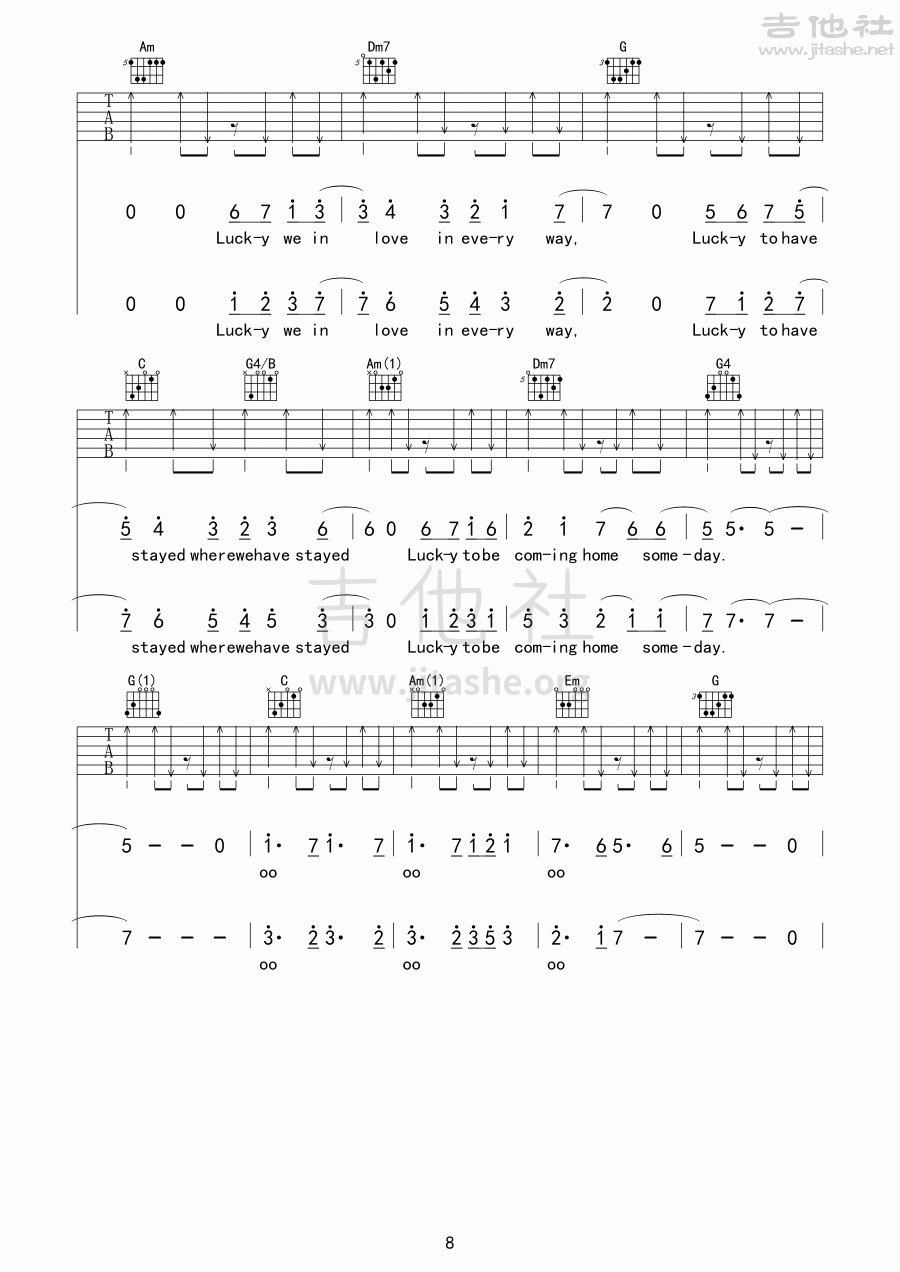 魔童free lucky吉他谱,free lucky吉他谱指弹 lucky吉他谱(图片谱,弹唱)_jason mraz(杰森·玛耶兹;男巫)_filename