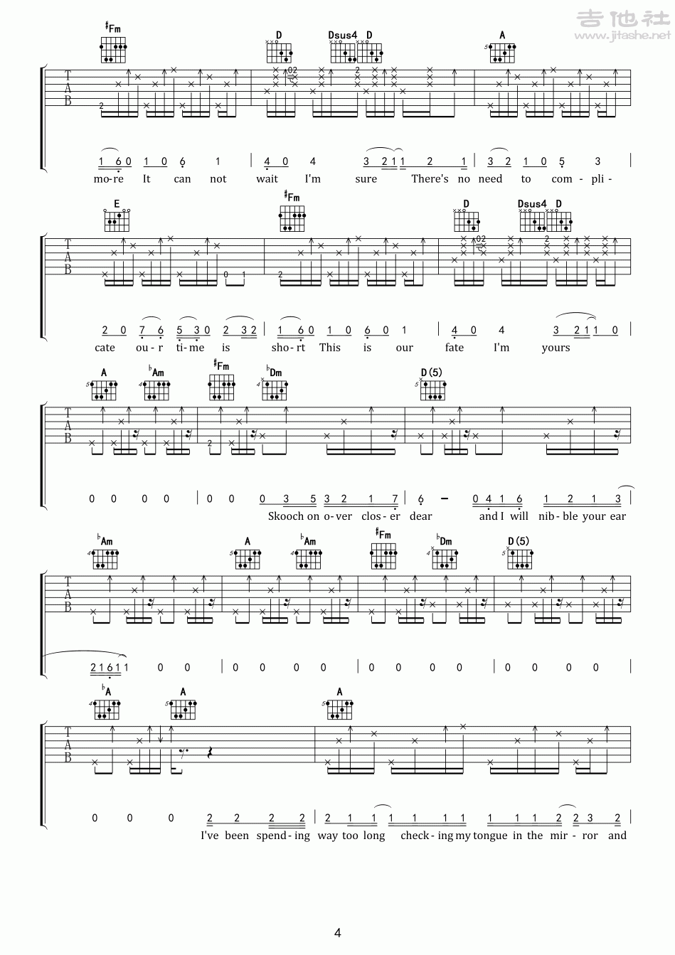 i'm yours吉他谱(图片谱,弹唱,a调)_jason mraz(杰森·玛耶兹;男巫)