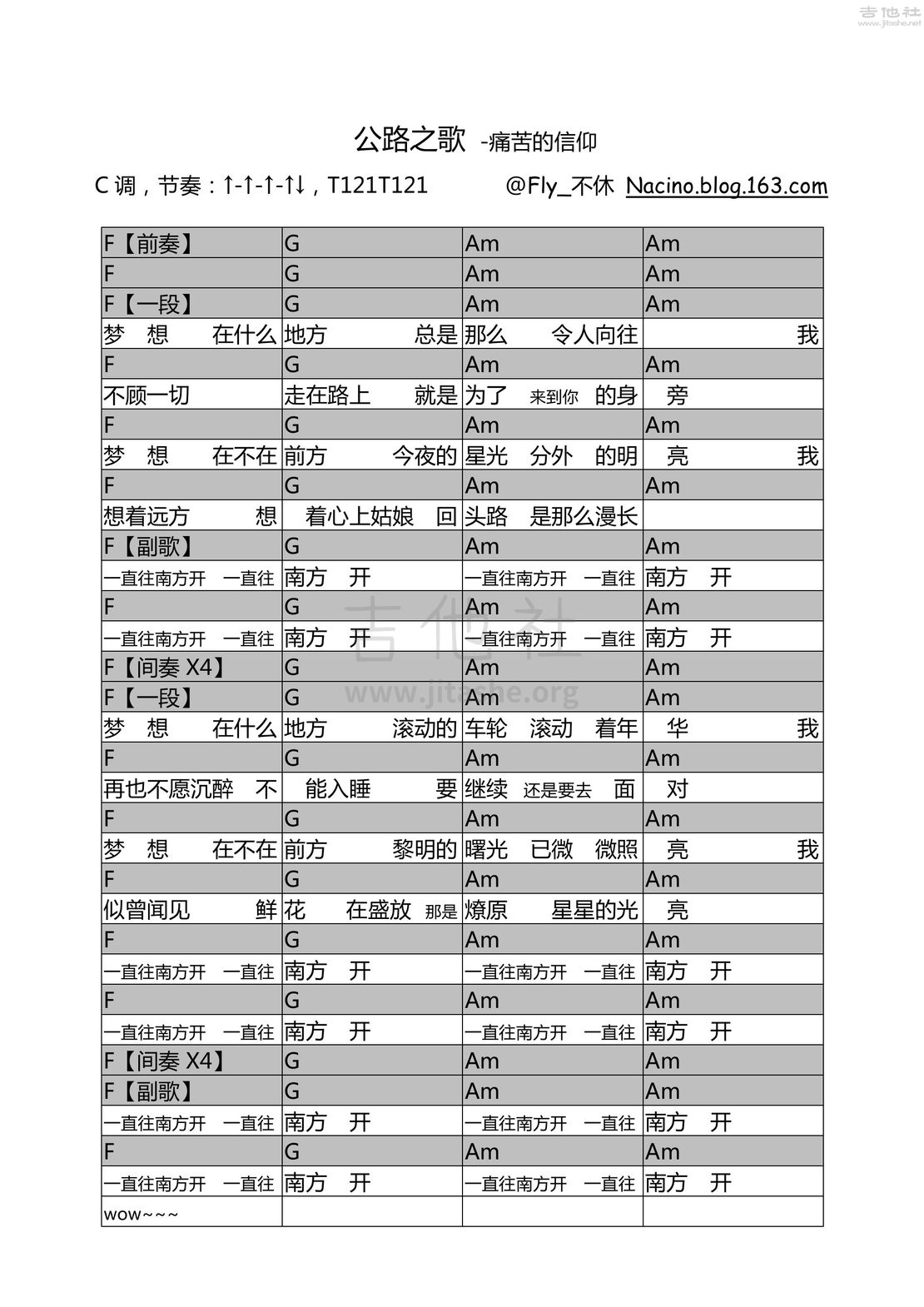 公路之歌吉他谱(图片谱,弹唱)_痛苦的信仰(痛仰)_公路之歌.jpg