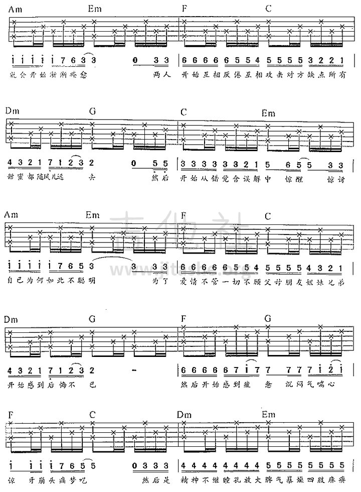 恋爱症侯群吉他谱(图片谱)_黄舒骏_5.gif