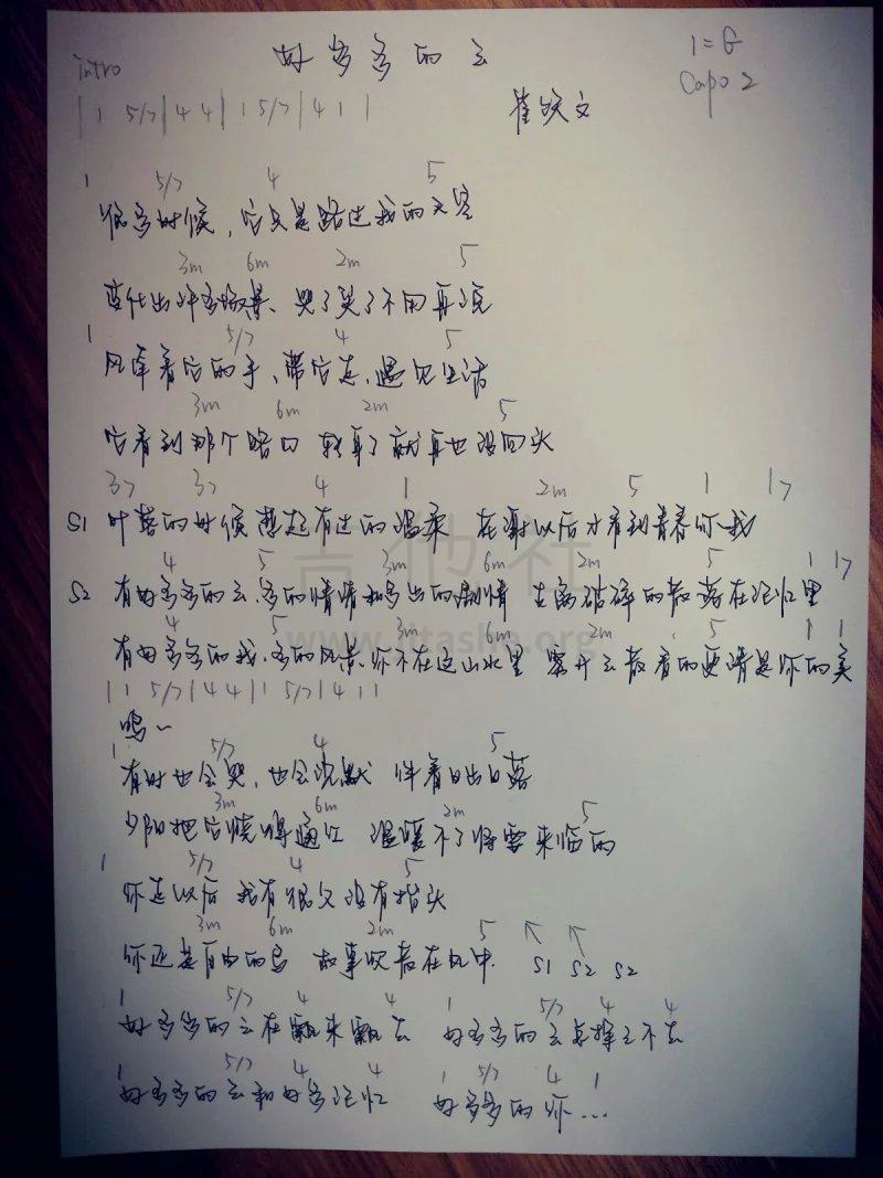 好多多的云(图片自扒谱)吉他谱(图片谱,弹唱)_