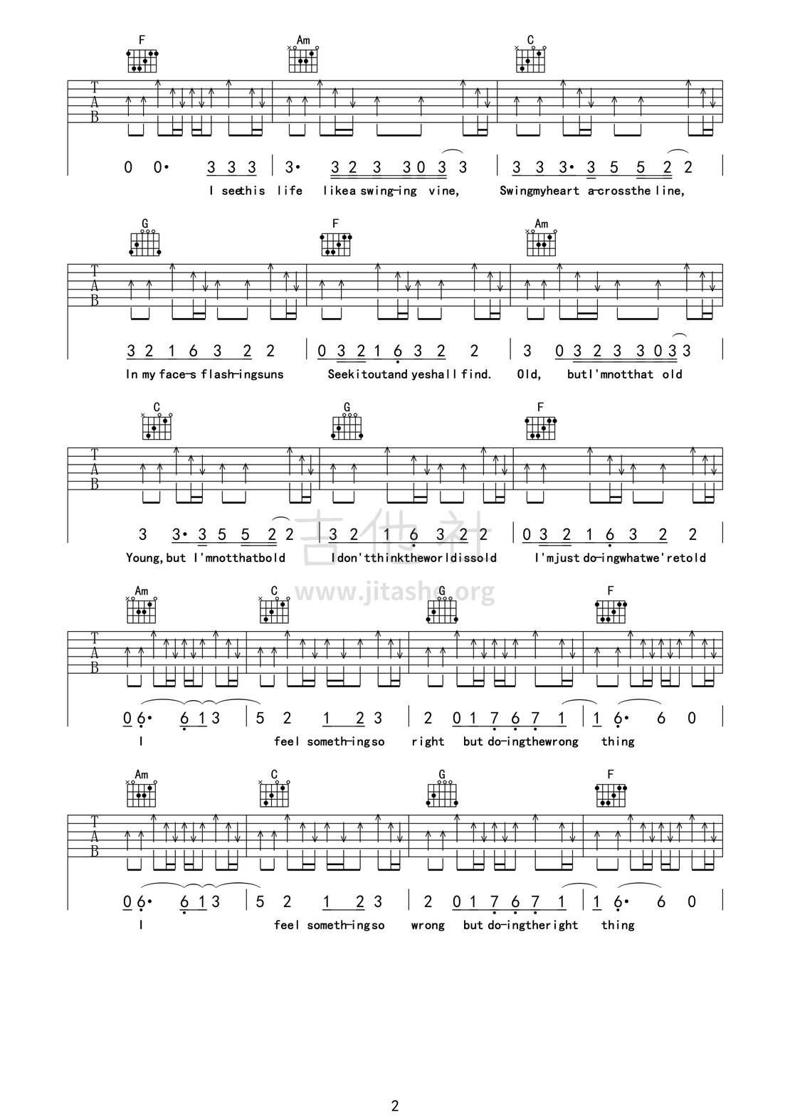 counting stars吉他谱(图片谱,弹唱)_onerepublic(共和时代;一体共和)