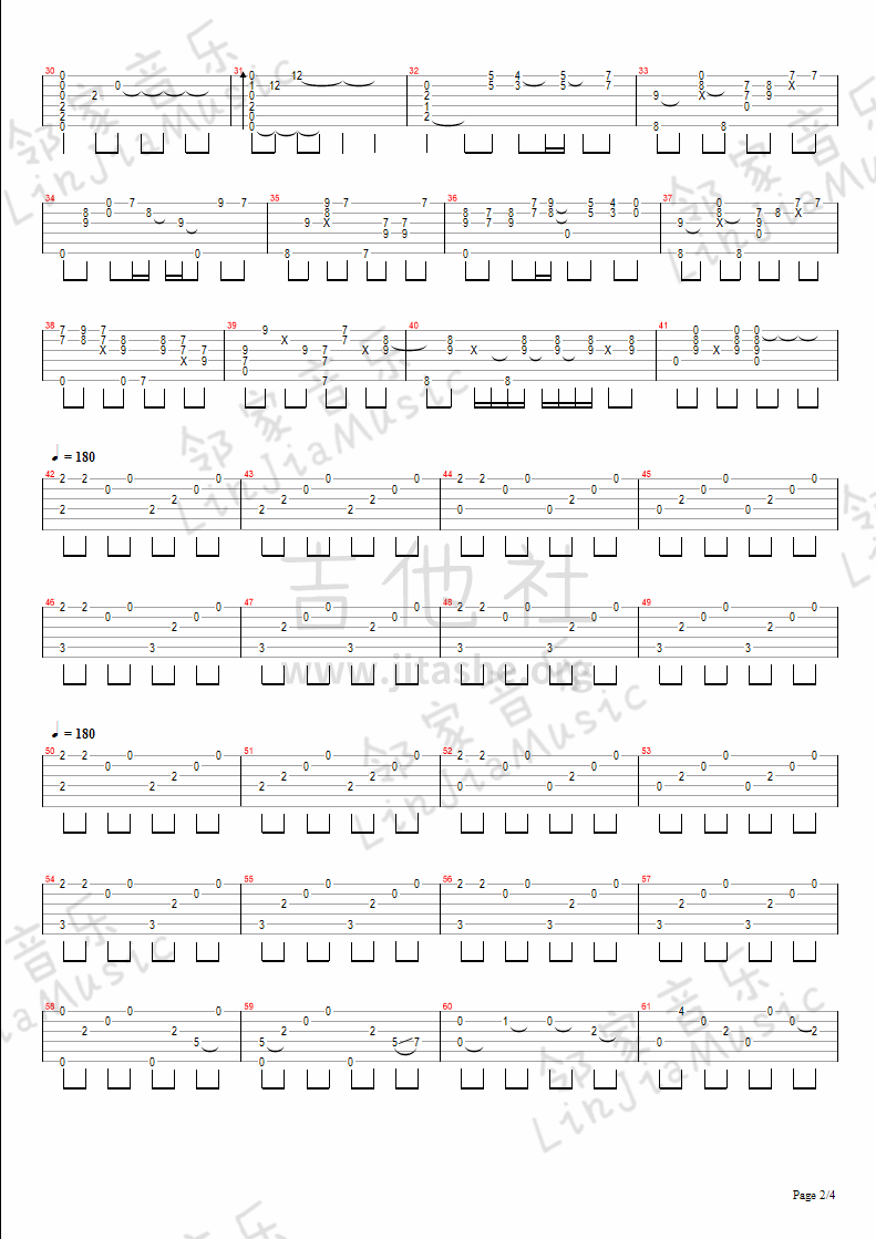 吉他谱(图片谱,指弹)_aimer(エメ)_nienie指弹谱 - page 2