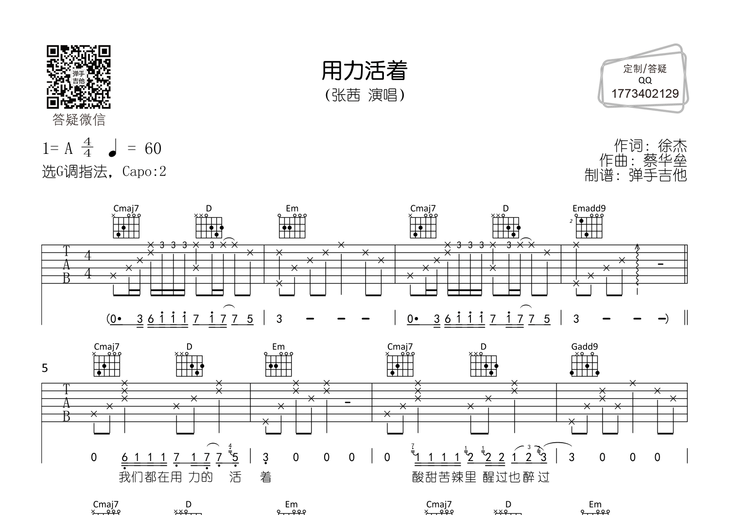 用力活着(弹手吉他编配)