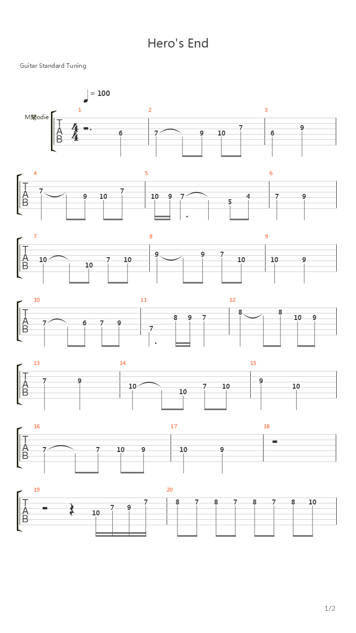 cave story(洞窟物语) - hero"s end(末路)吉他谱