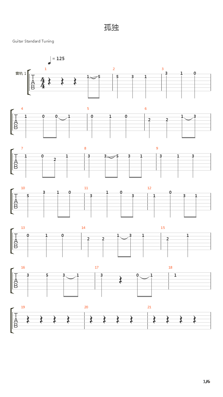 相关吉他谱 吉他谱信息 歌曲 标题:孤独 标签:乐队版 节拍:moderate