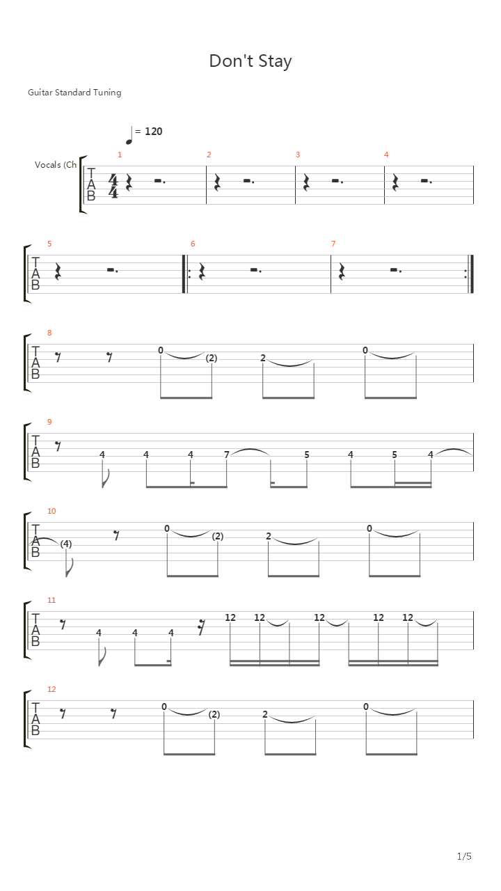dont stay吉他谱(gtp谱)_linkin park(林肯公园)