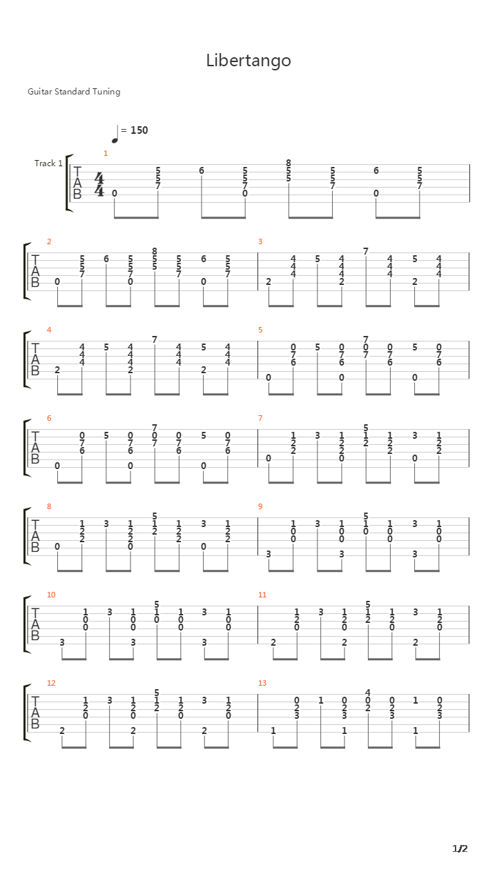 libertango(自由探戈)吉他谱