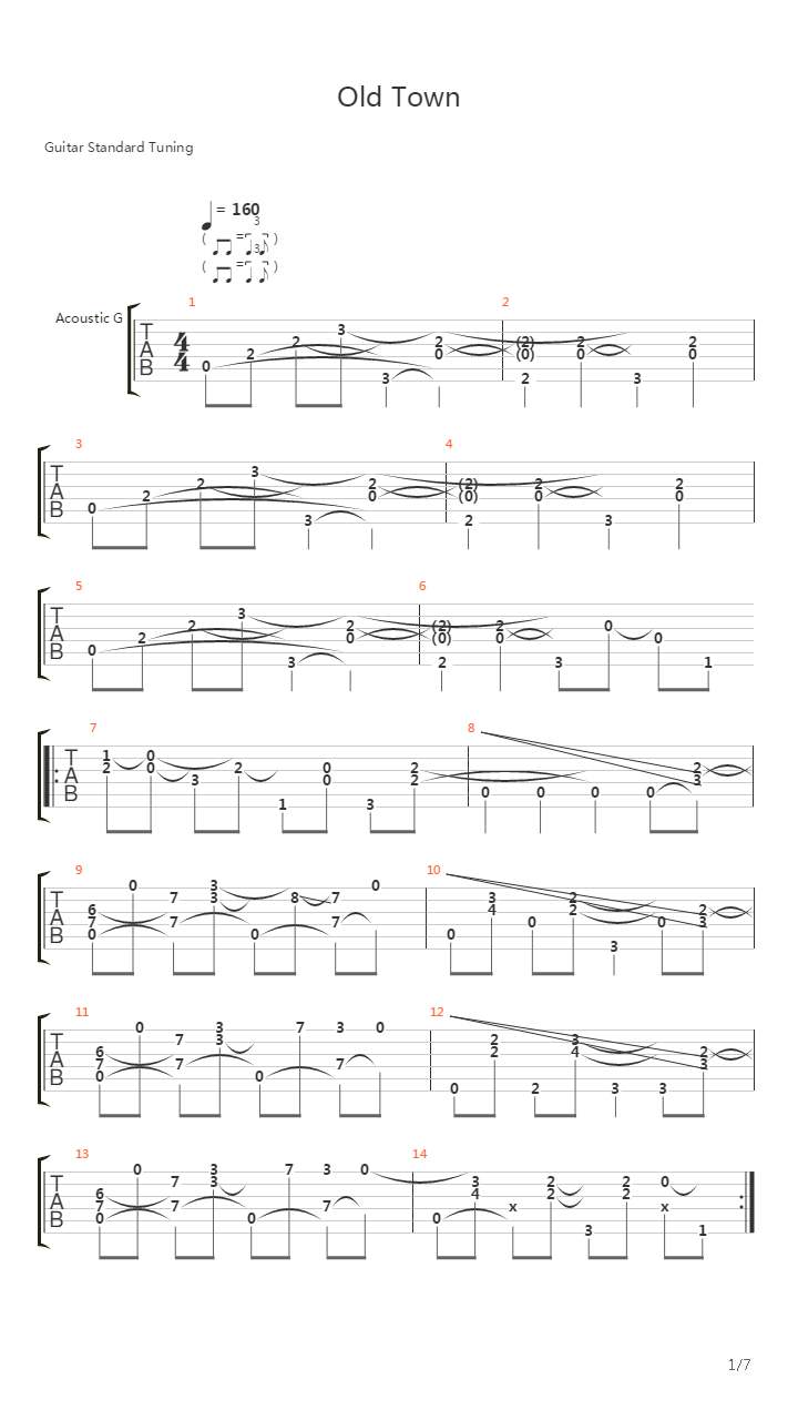 old town吉他谱