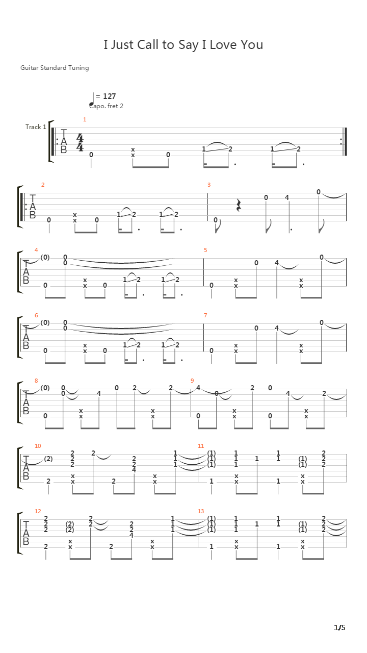 i just call to say i love you吉他谱(gtp谱,指弹,)