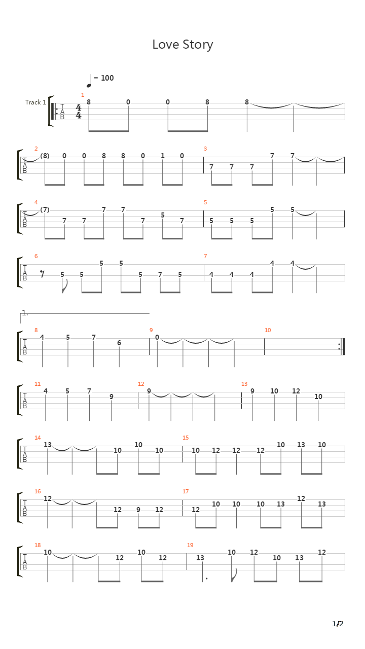 love story(爱情故事)吉他谱(gtp谱,尤克里里,独奏,简单版)_原声带