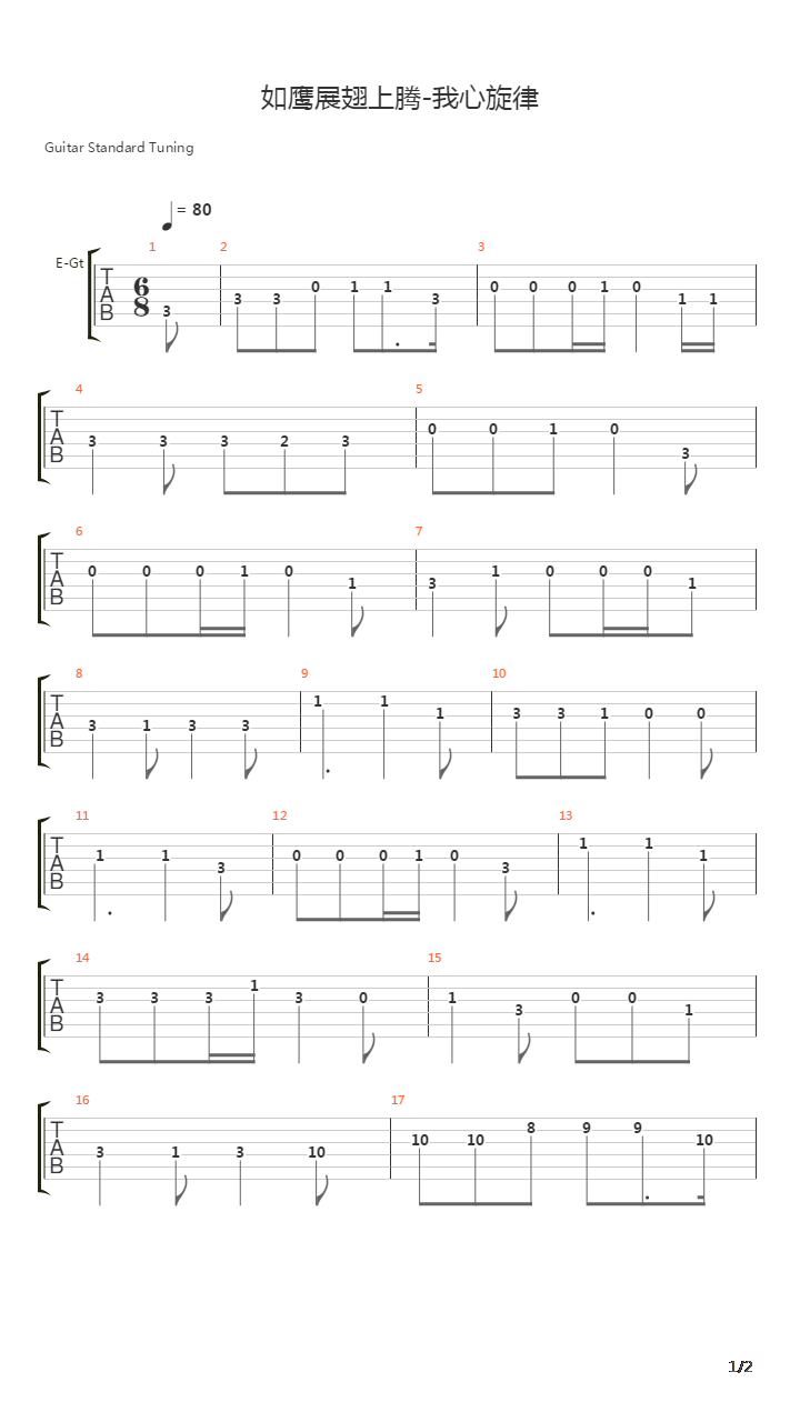 如鹰展翅上腾吉他谱