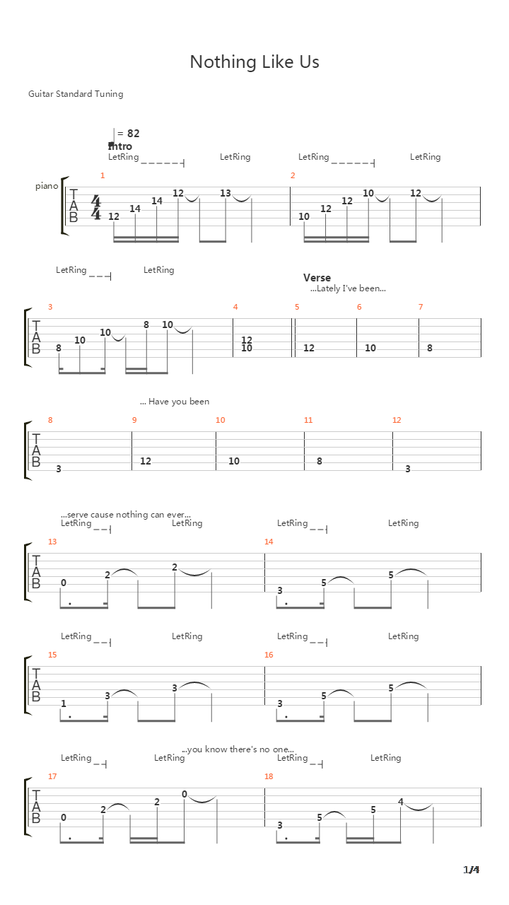 nothing like us吉他谱(gtp谱,钢琴谱)_justin bieber