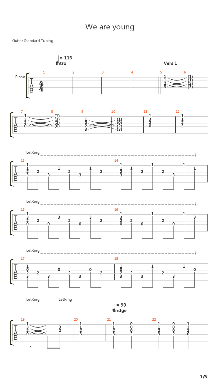we are young吉他谱