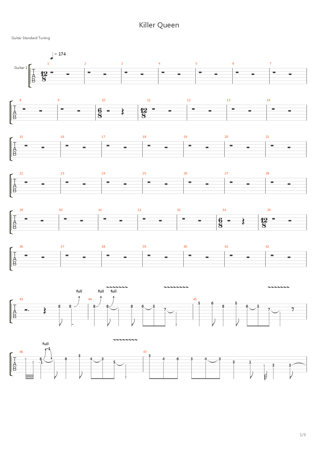 killer queen吉他谱