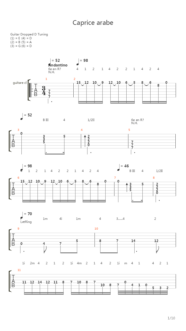 capricho arabe吉他谱