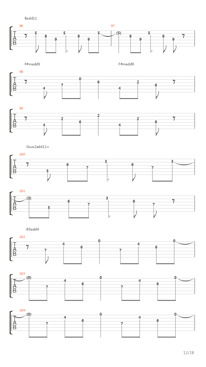 歌曲 标题:echo 标签:总谱 节拍:♩ = 138 和弦:badd11 dadd11