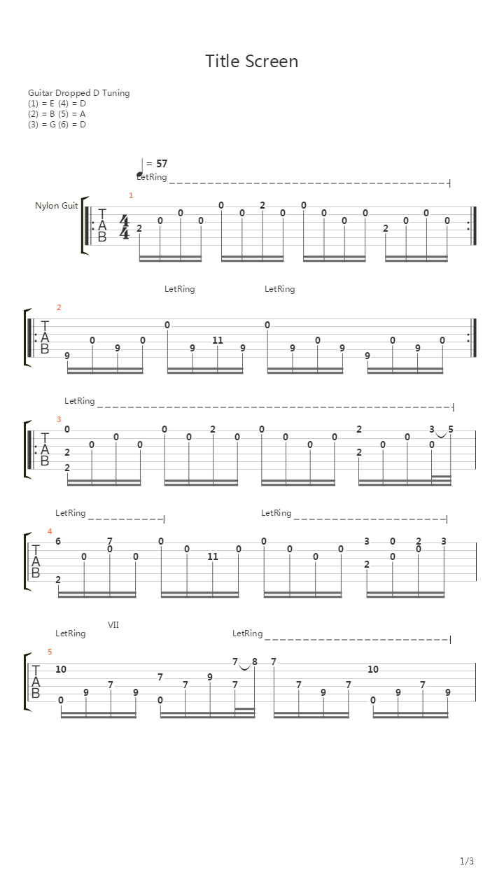 信息 歌曲 标题:title screen 副标题:[ drop-d tuning ]  -   rings