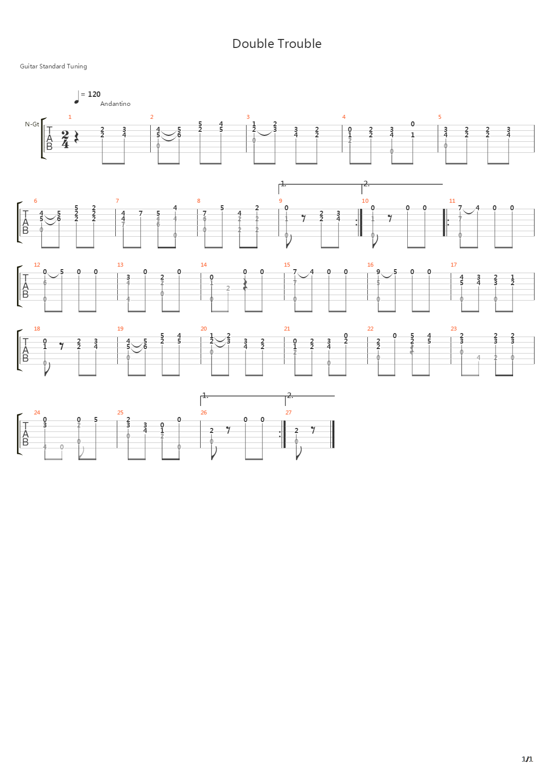 double trouble吉他谱