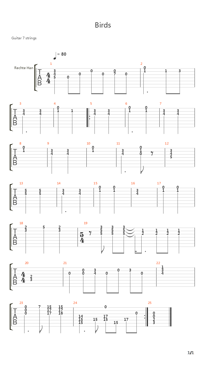 birds吉他谱