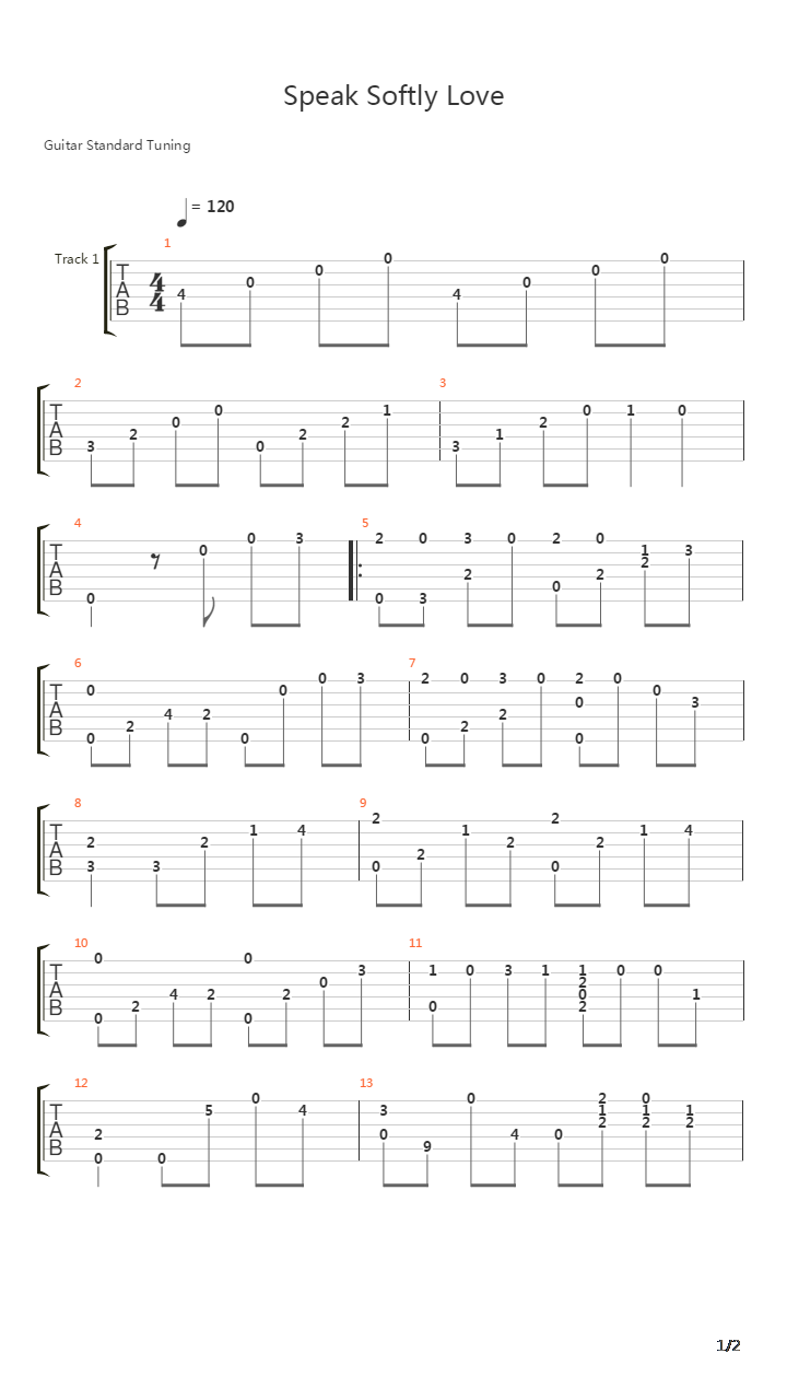 the godfather(教父) - speak softly love(温柔的倾诉)吉他谱