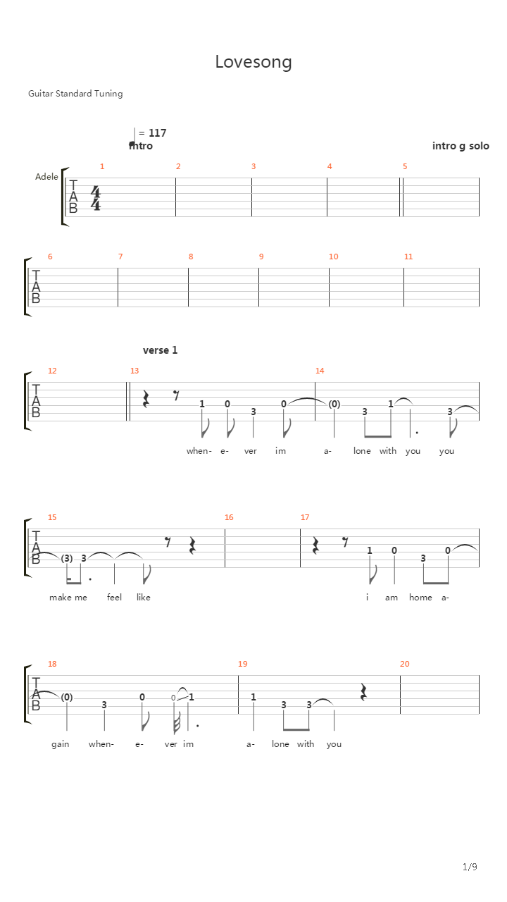 lovesong吉他谱(gtp谱,多声部,伴奏)_adele(阿黛尔;adele laurie blue