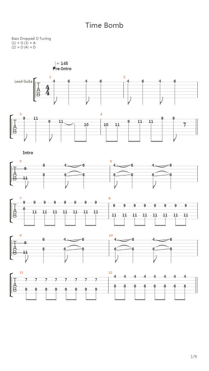time bomb吉他谱(gtp谱,乐队版)_all time low - 吉他