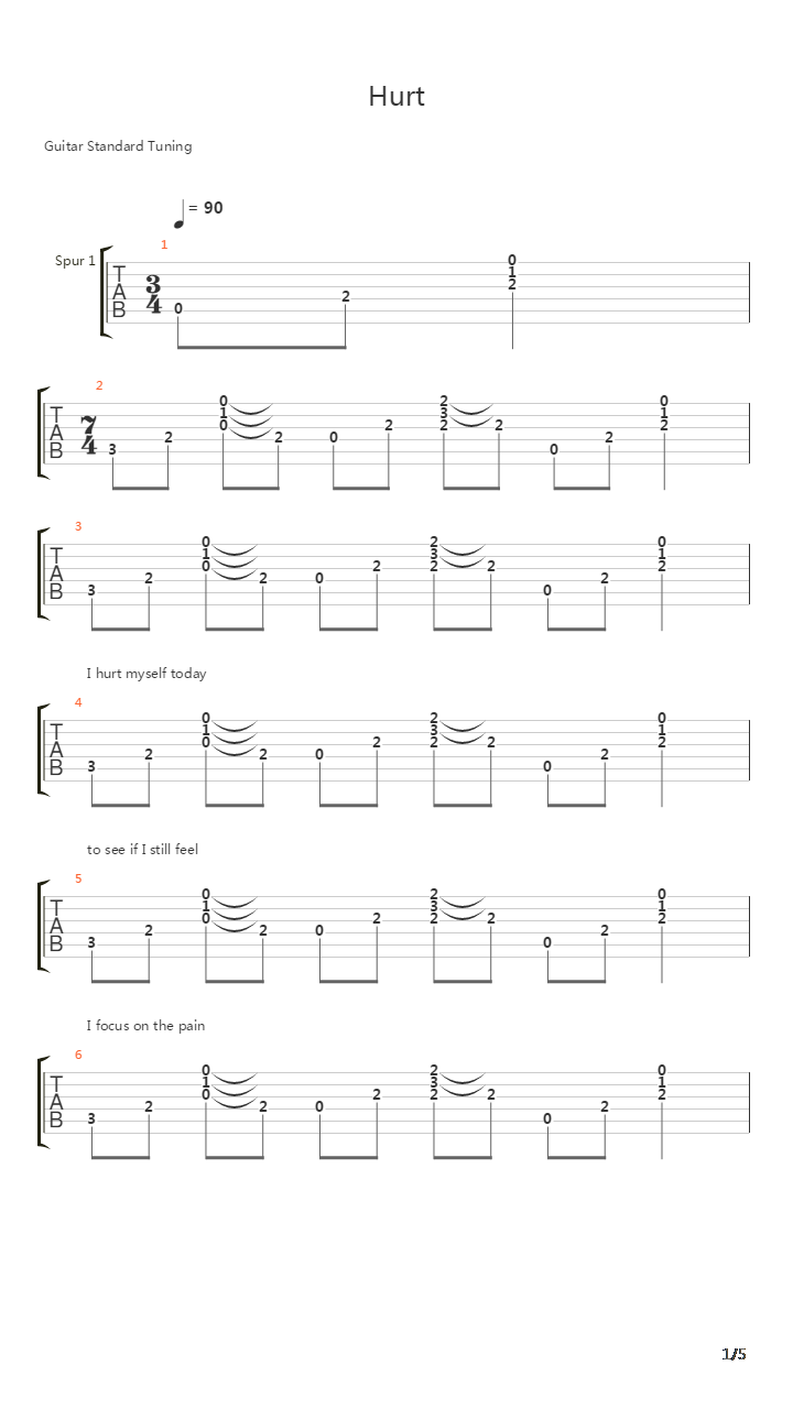 hurt吉他谱