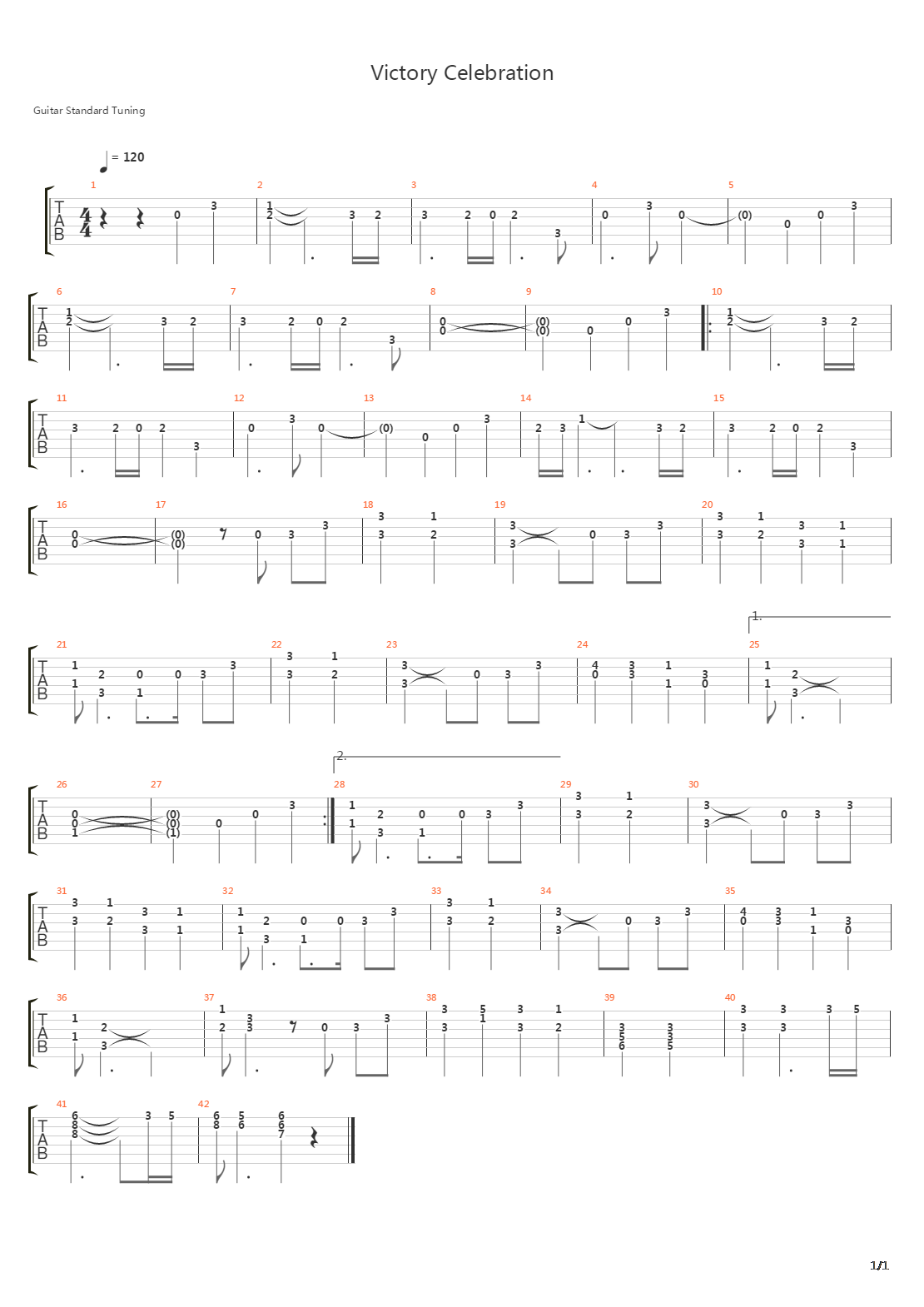 victory celebration吉他谱