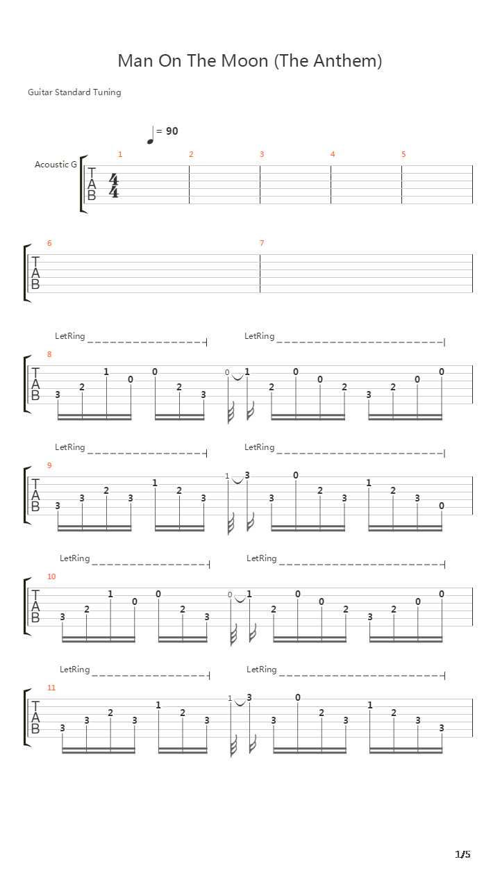 man on the moon吉他谱
