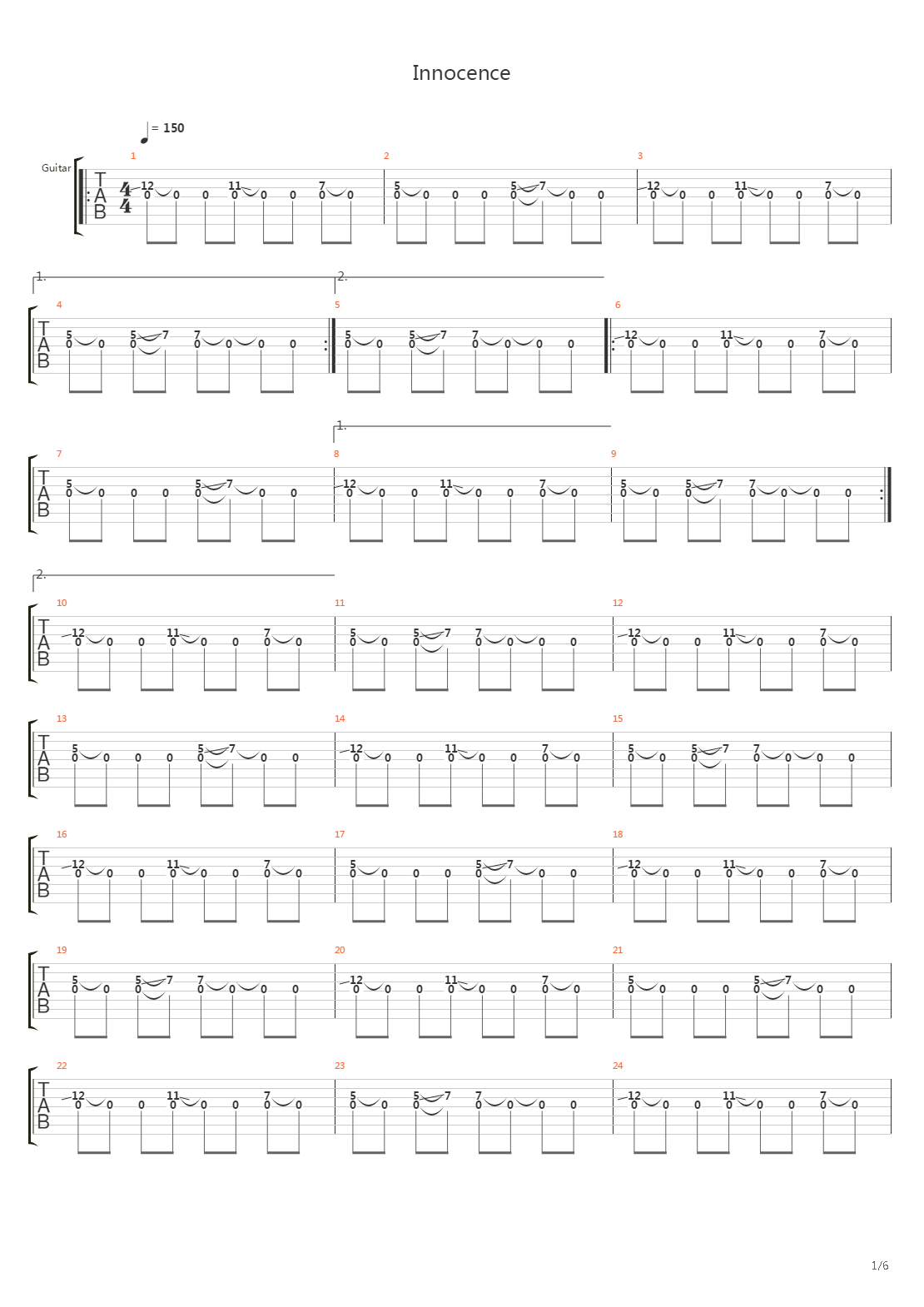 innocence吉他谱