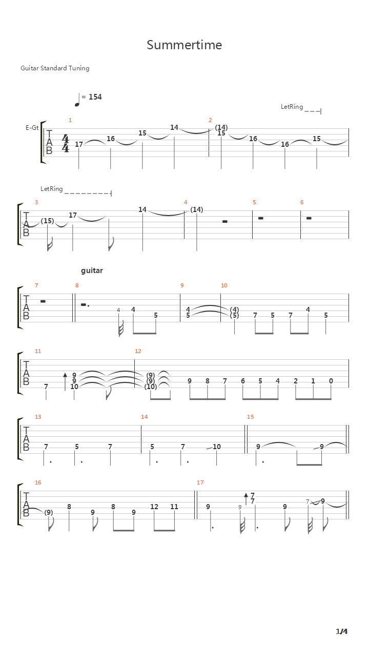summertime吉他谱