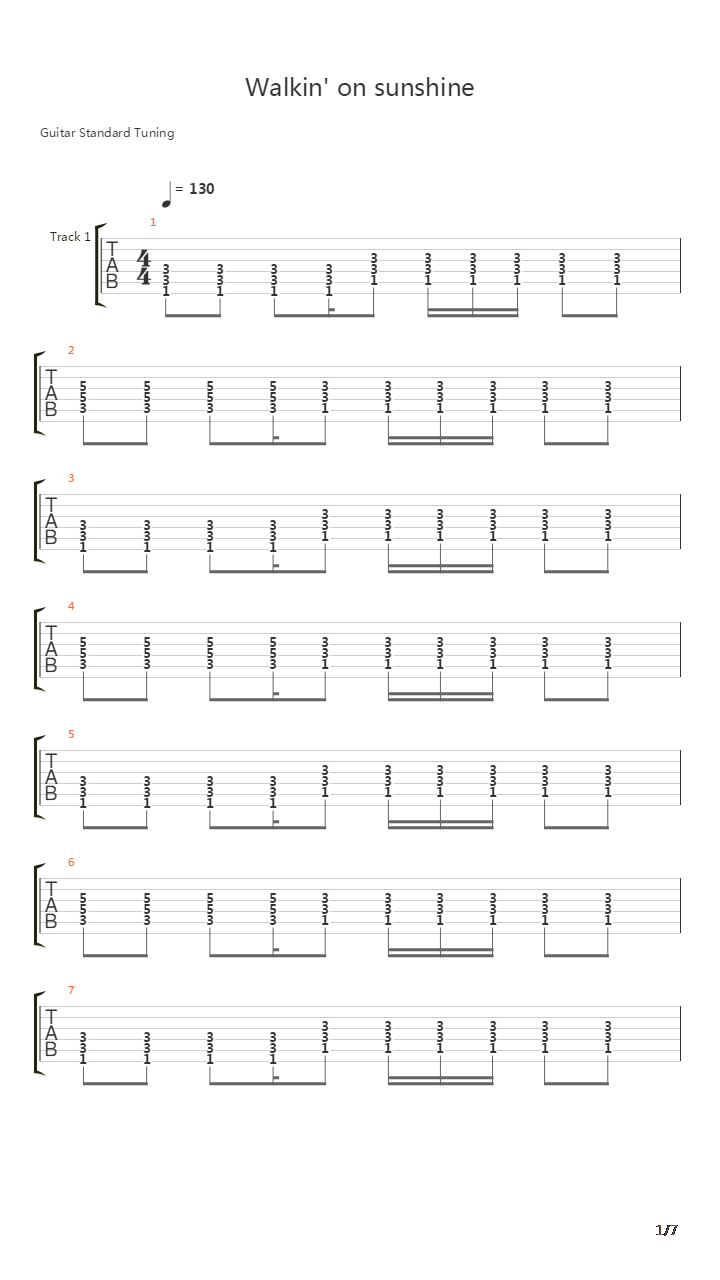 walking on sunshine吉他谱(gtp谱,总谱)_me first