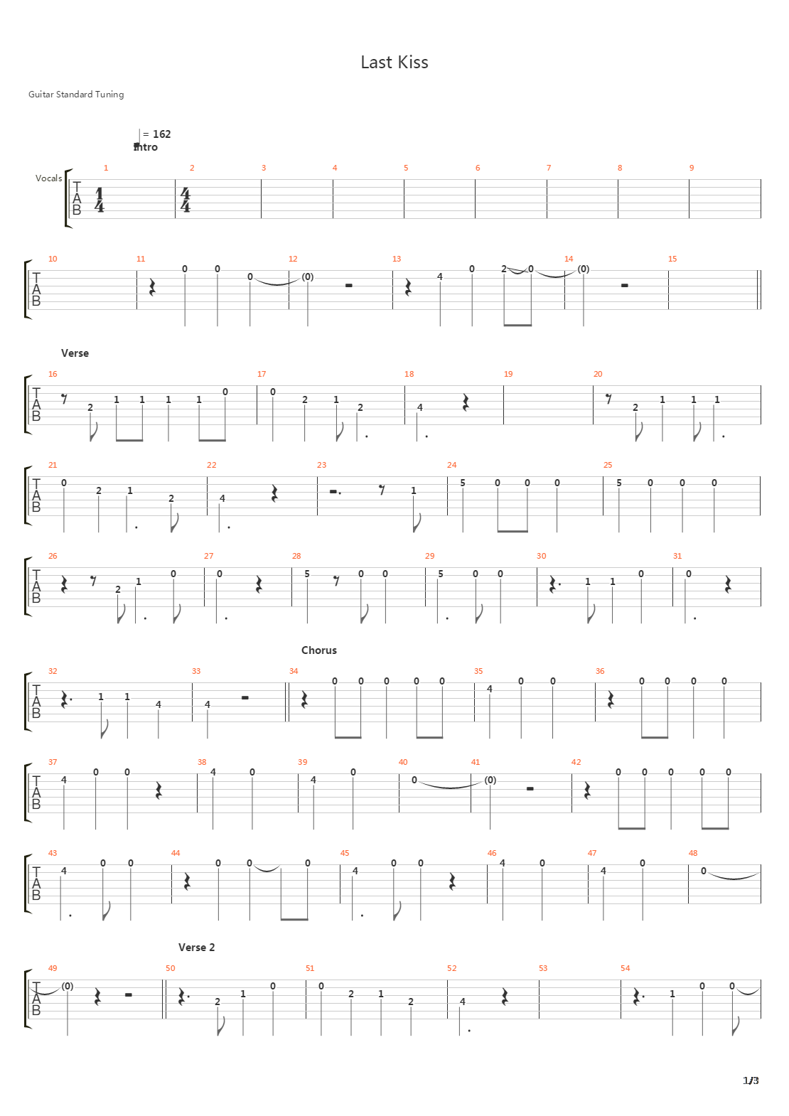 last kiss吉他谱