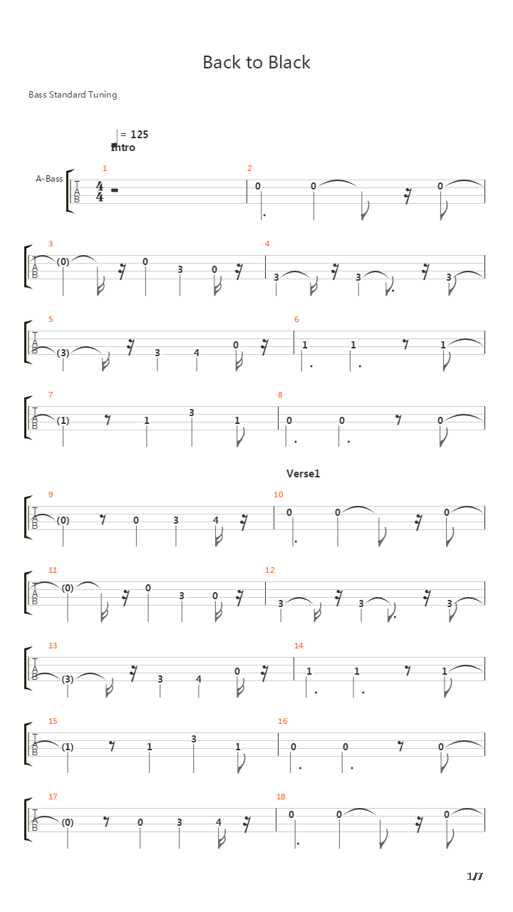back to black吉他谱