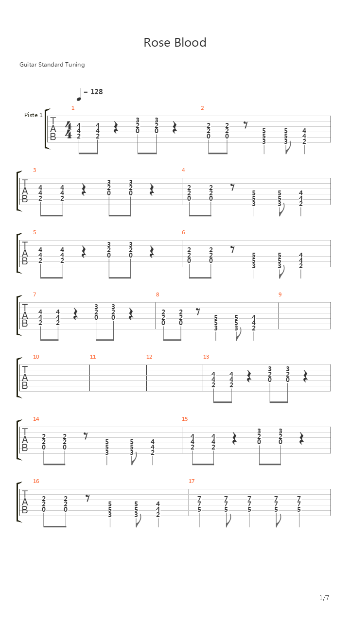 rose blood吉他谱