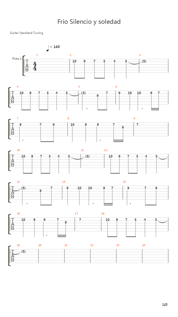 frio silencio y soledad吉他谱