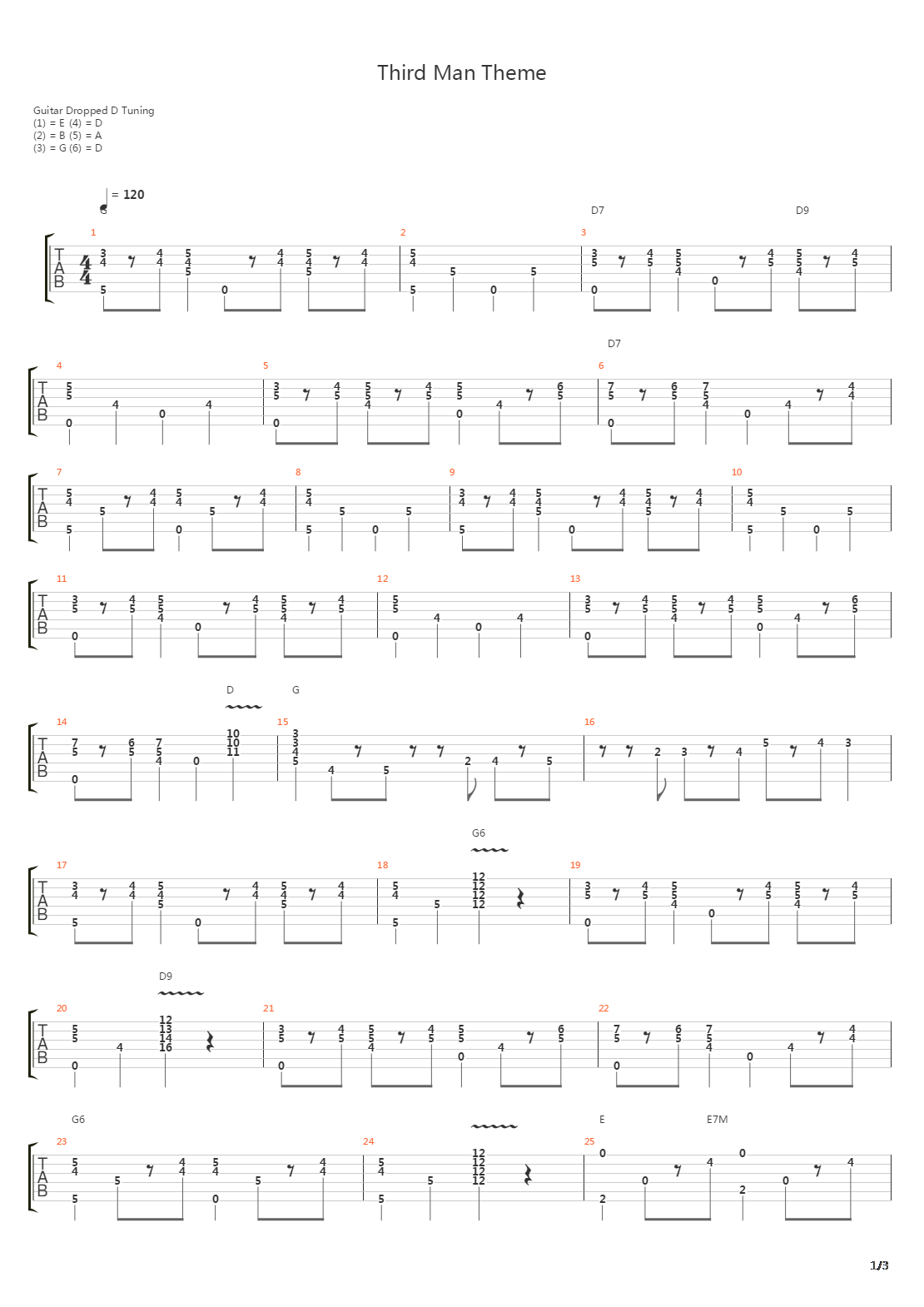 third man theme吉他谱