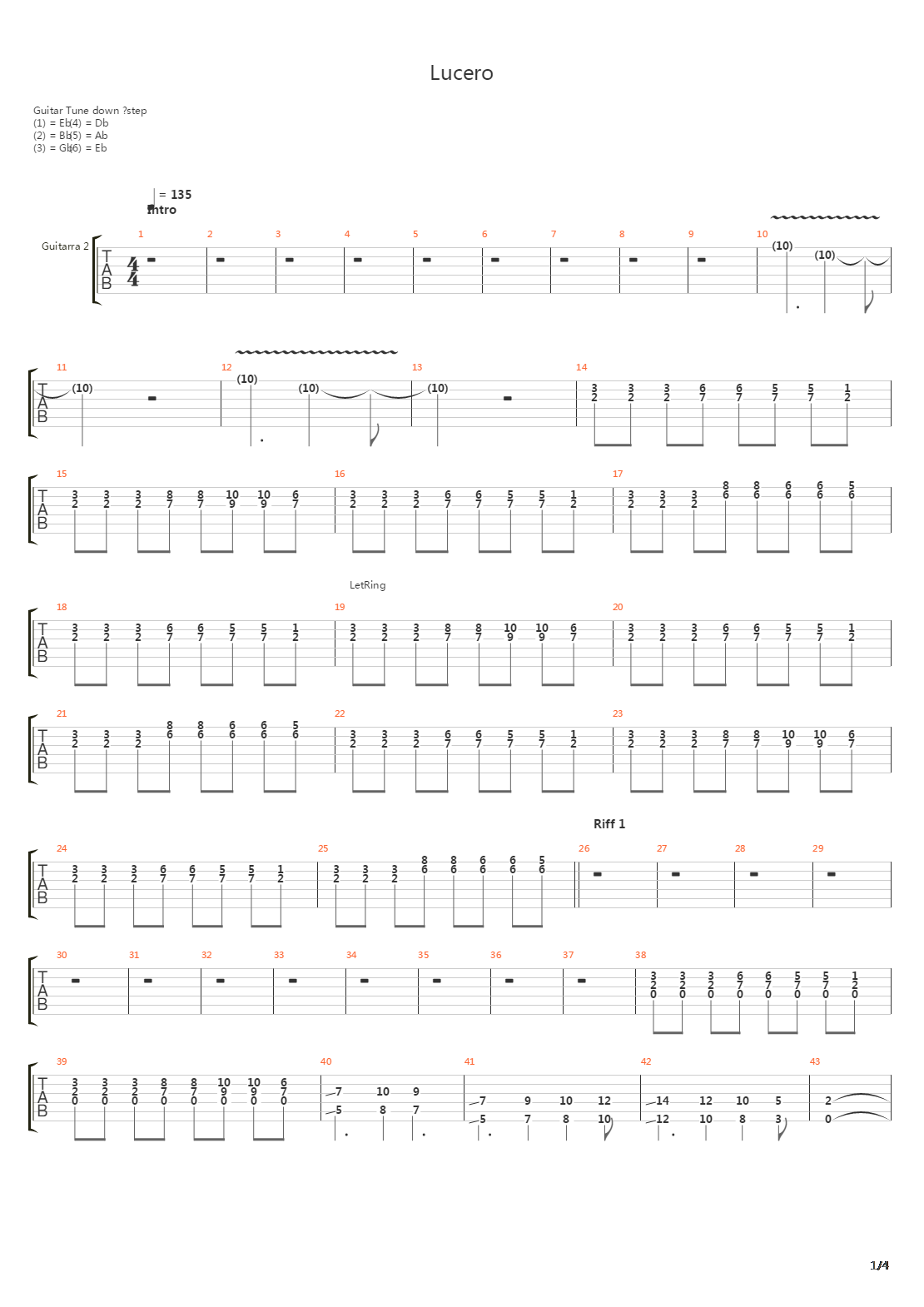 lucero吉他谱