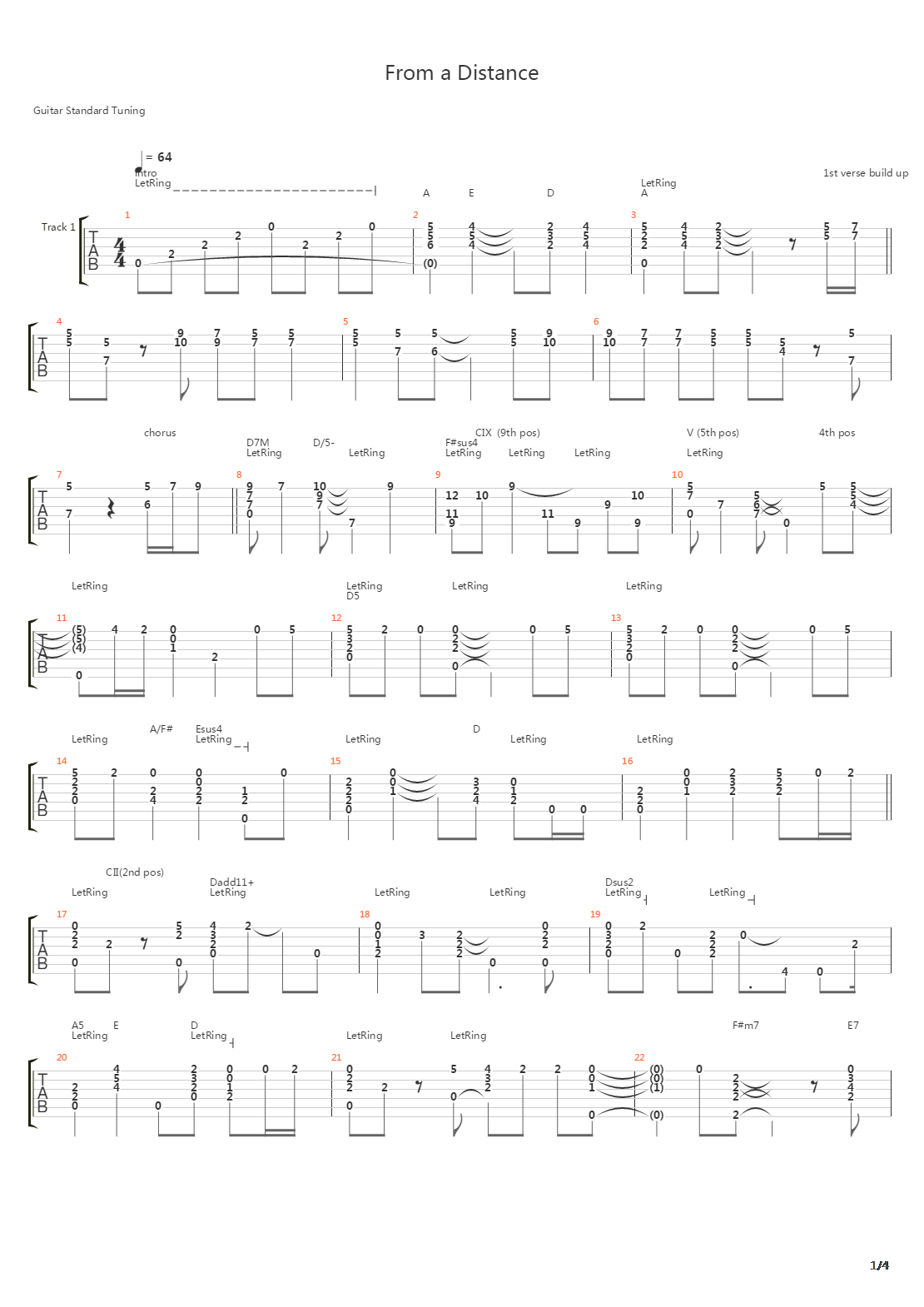 from a distance吉他谱