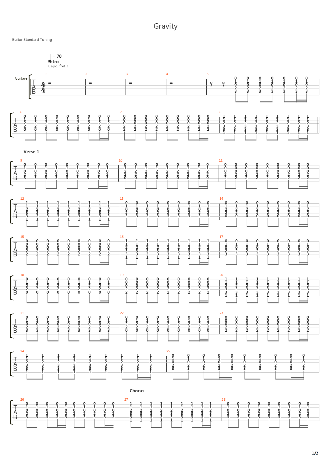 gravity吉他谱
