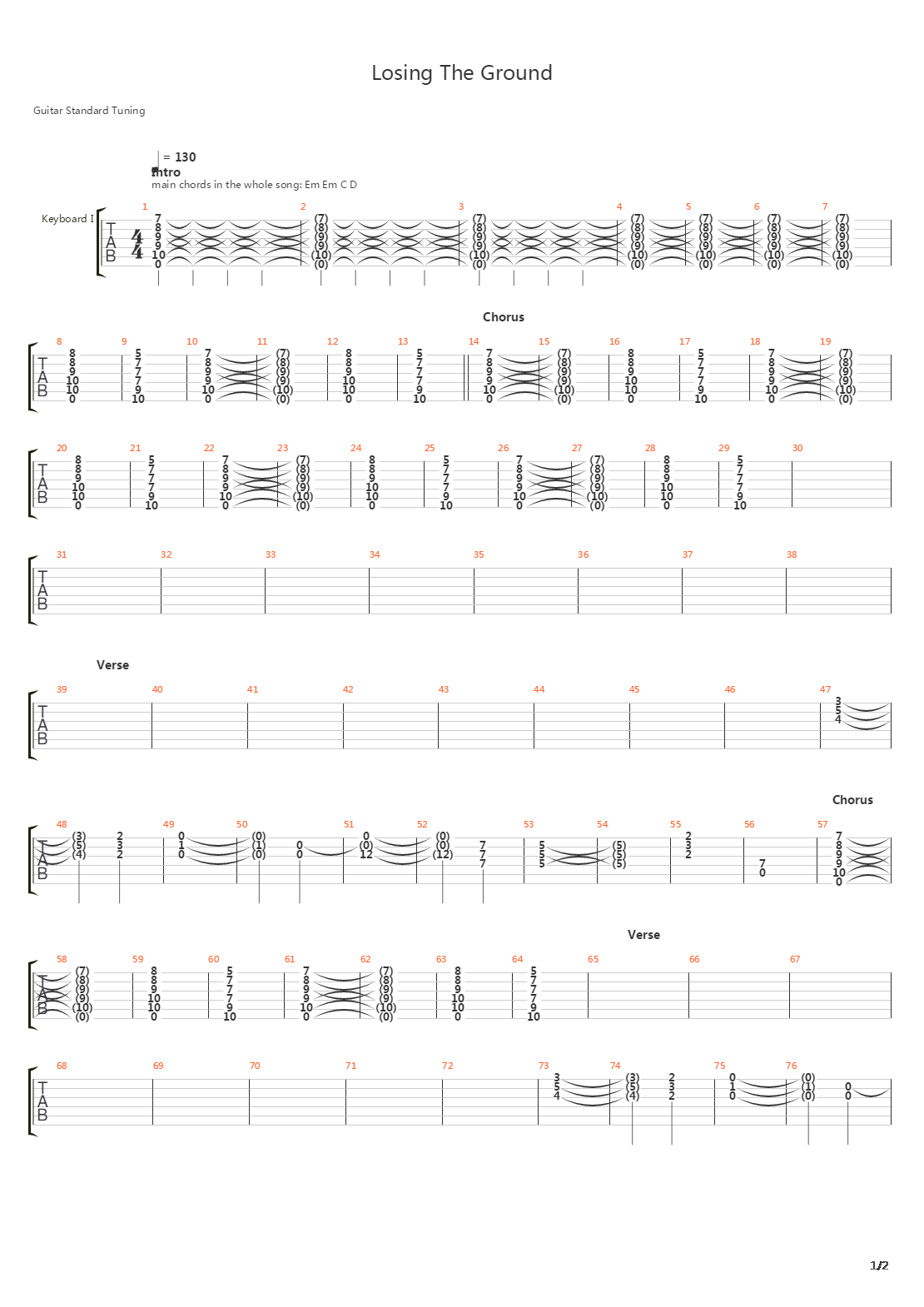 losing the ground吉他谱
