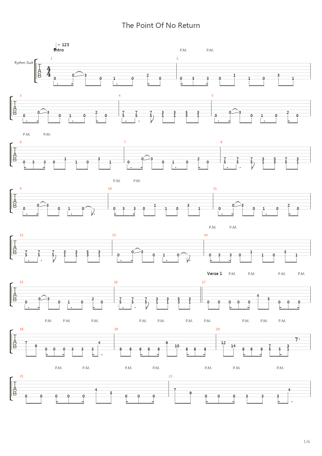 the point of no return吉他谱