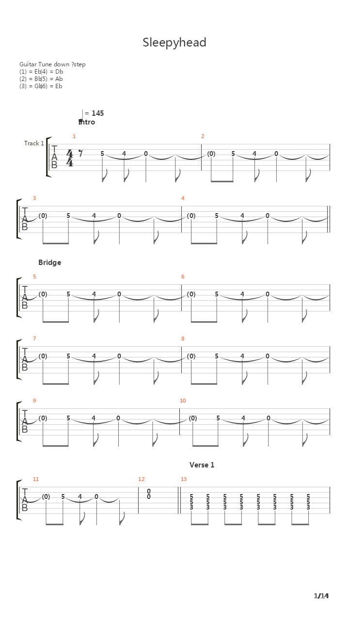 sleepyhead吉他谱