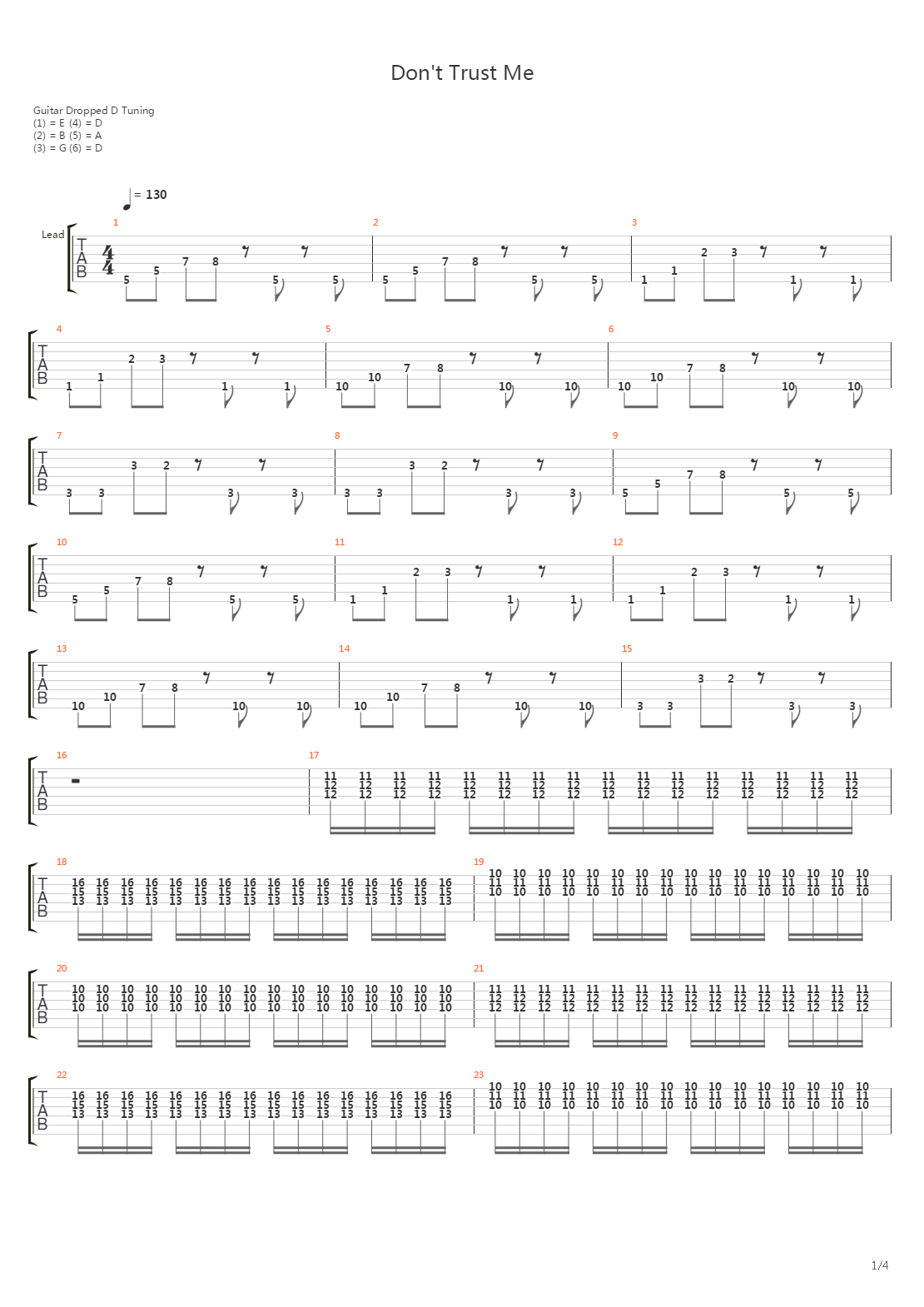 dont trust me吉他谱