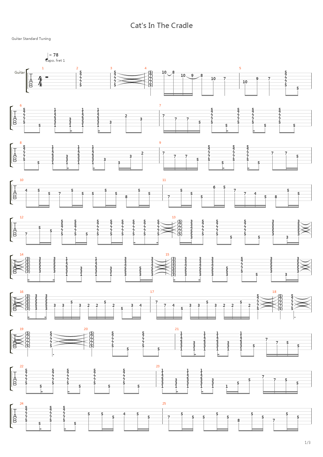 cats in the cradle吉他谱