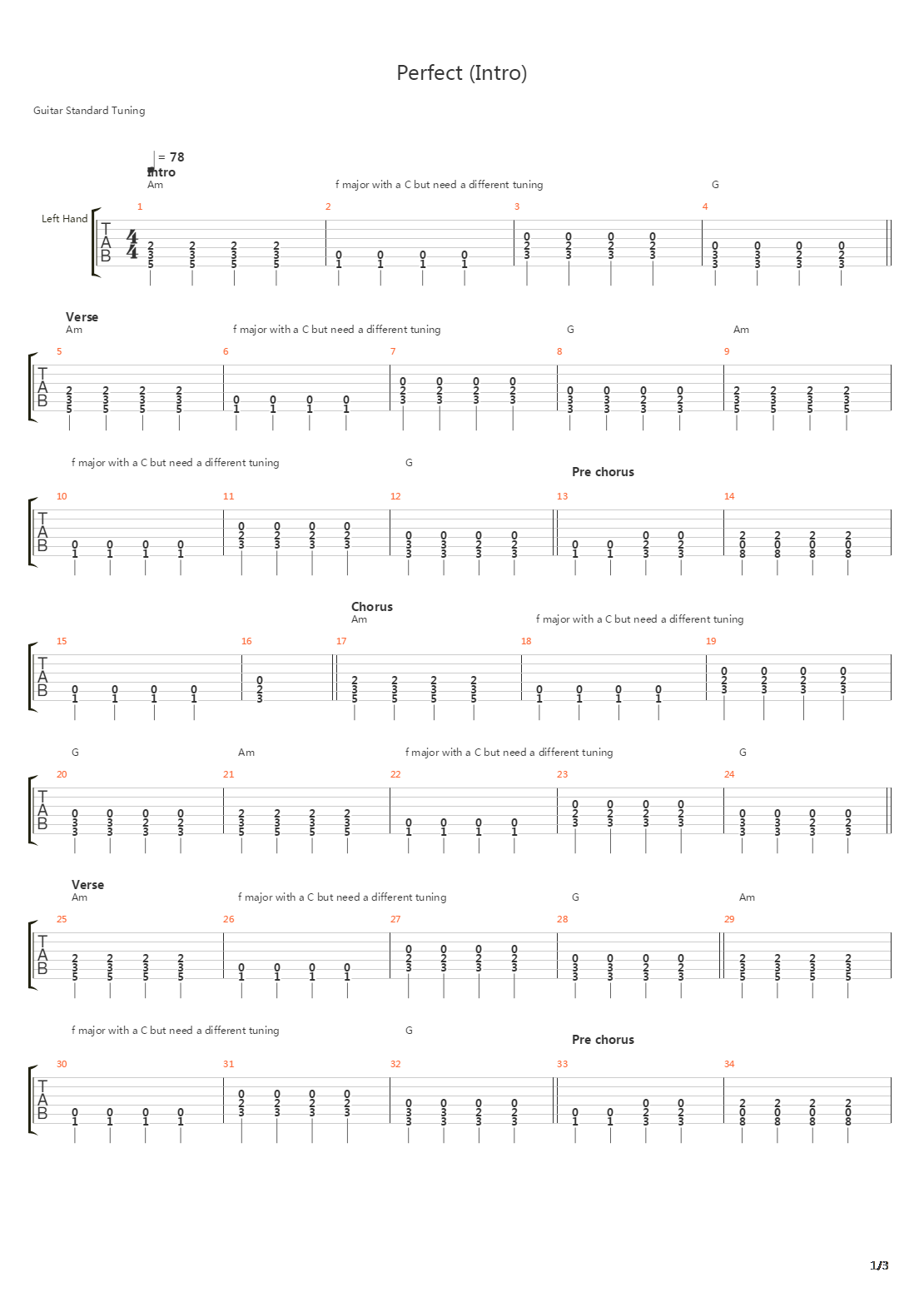 perfect吉他谱
