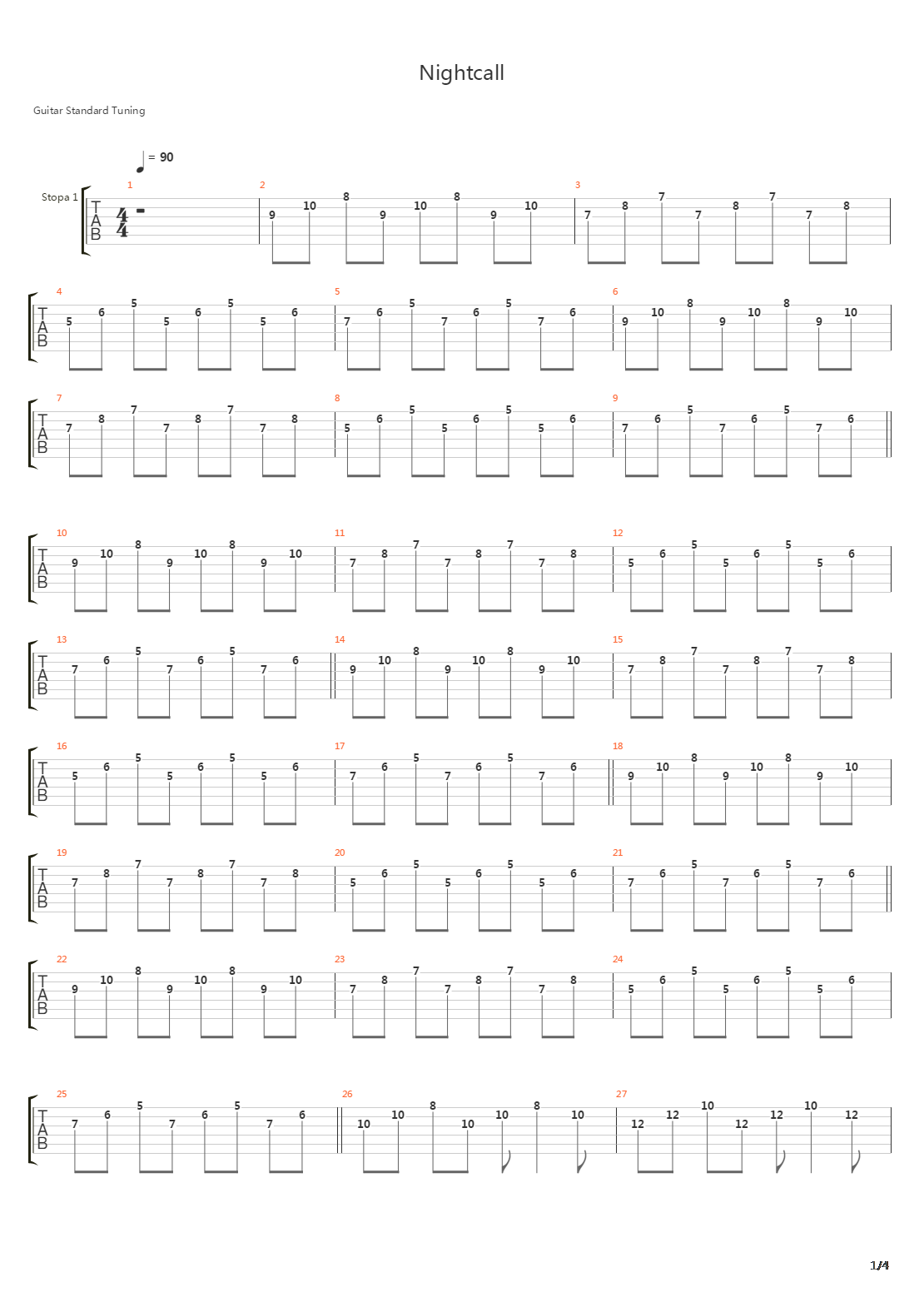 nightcall吉他谱