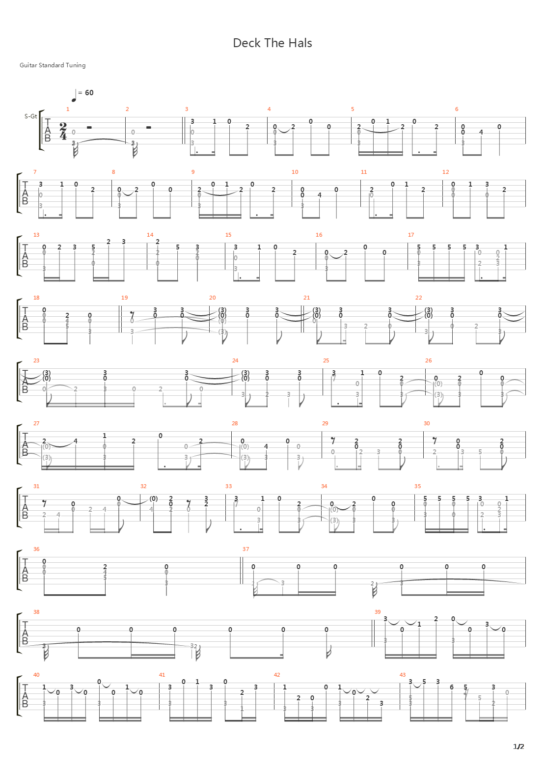 deck the hall吉他谱